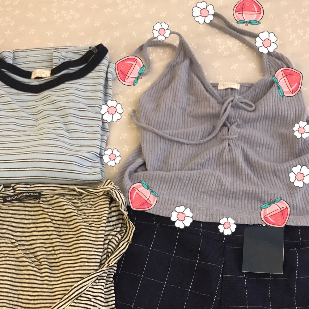 💜 2/$20 Brandy Melville blue lace up tank ribbed